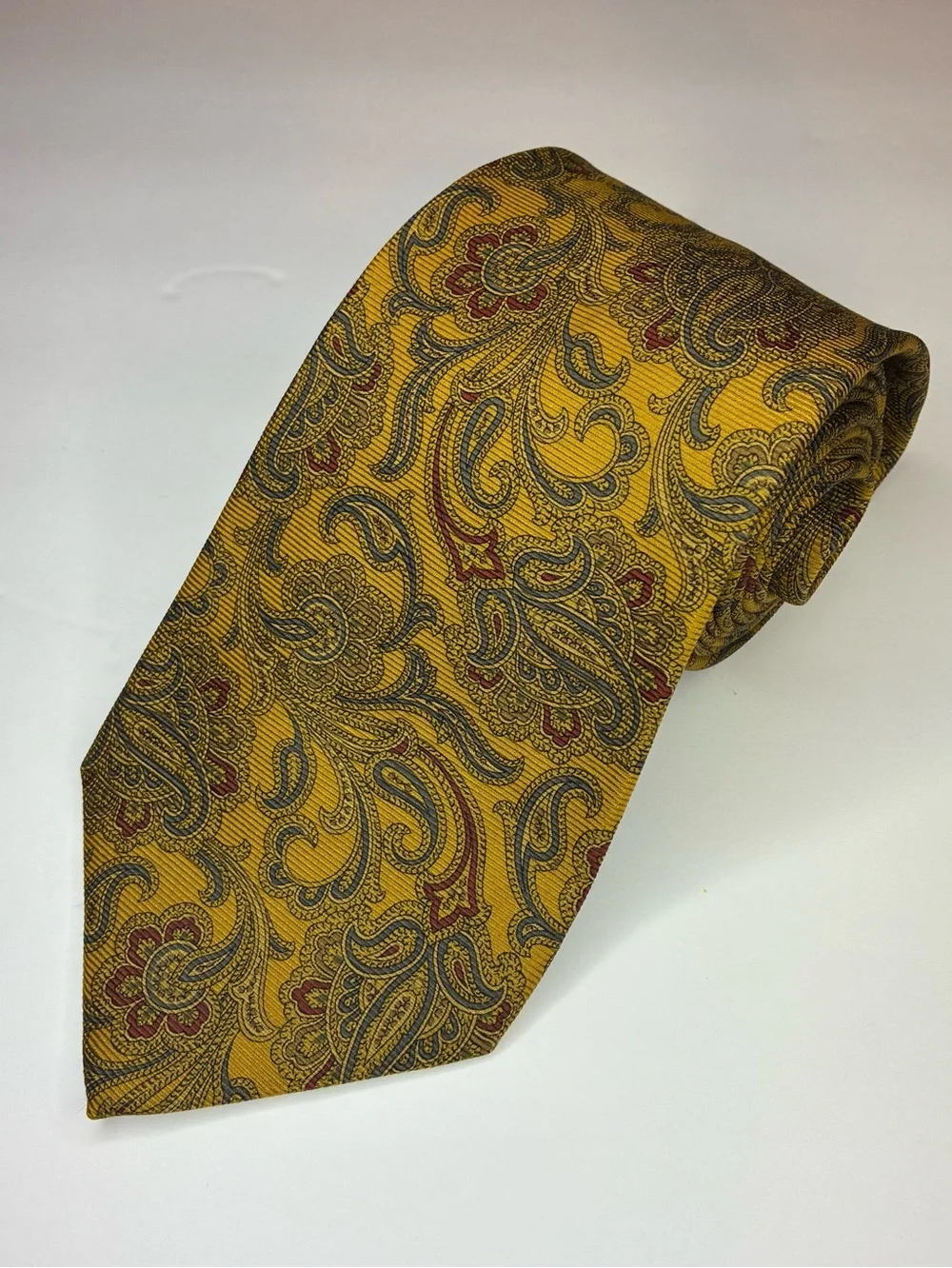 Vintage Brooks Brothers Makers Silk Tie Gold Rust Paisley Made in USA Classic